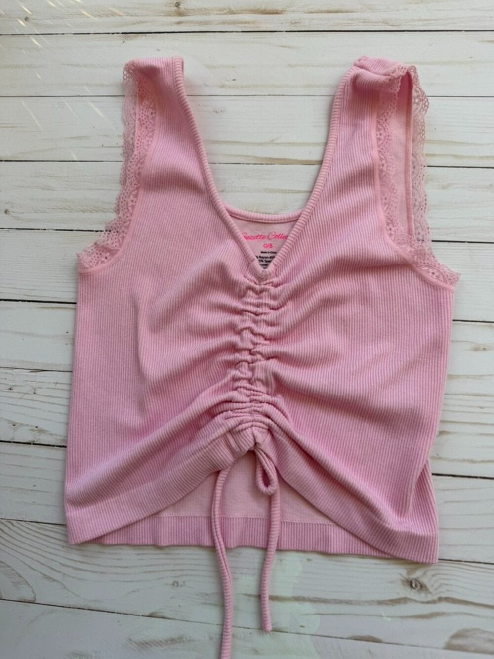 Suzette Collection Ribbed Crop Top | One Size | Blush Pink | Excellent Condition